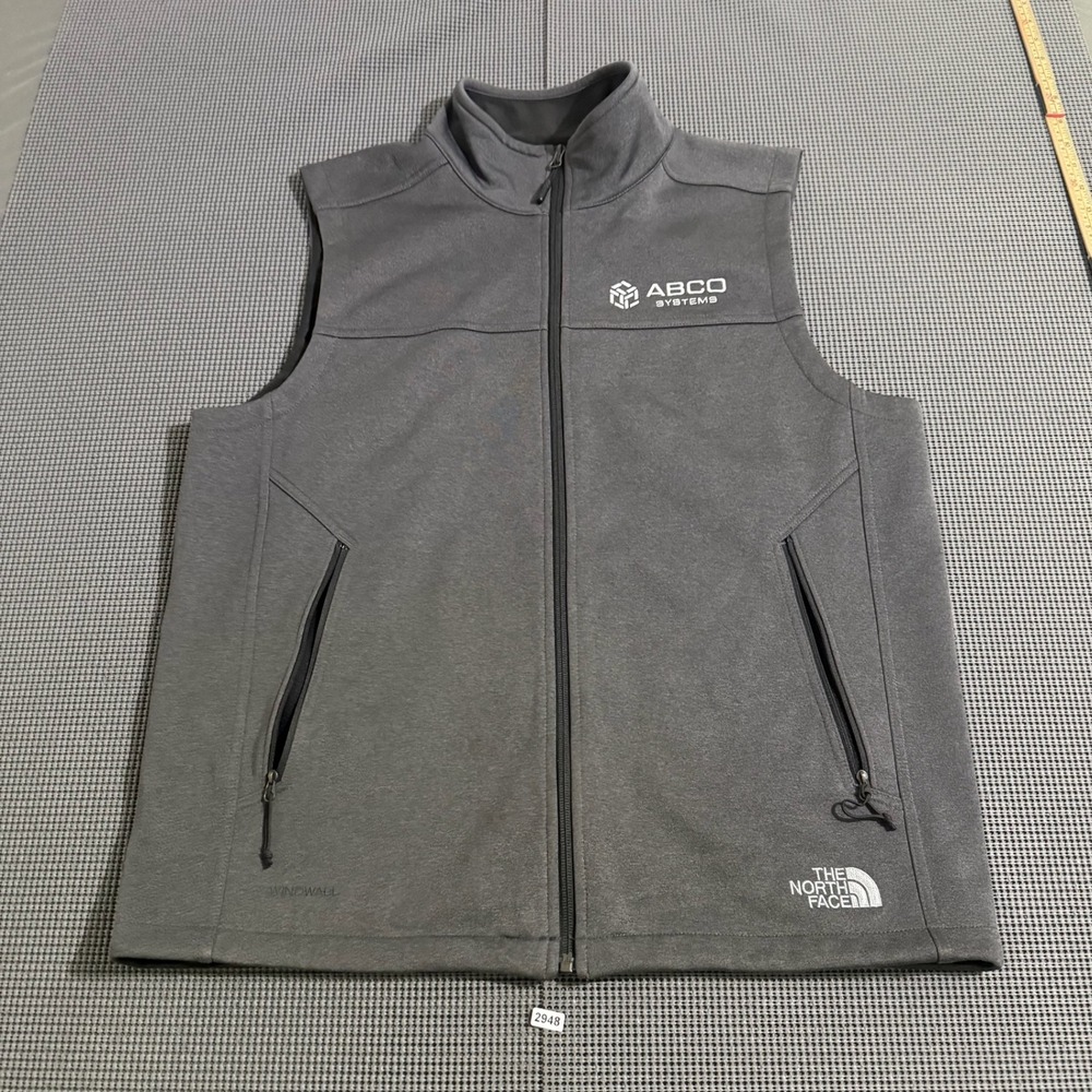 The North Face Mens WindWall Full Zip Vest Gray Size Large ABCO Systems Logo